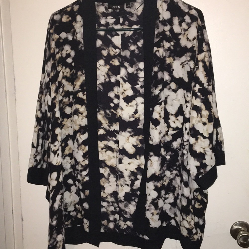 Black white gray and cream kimono